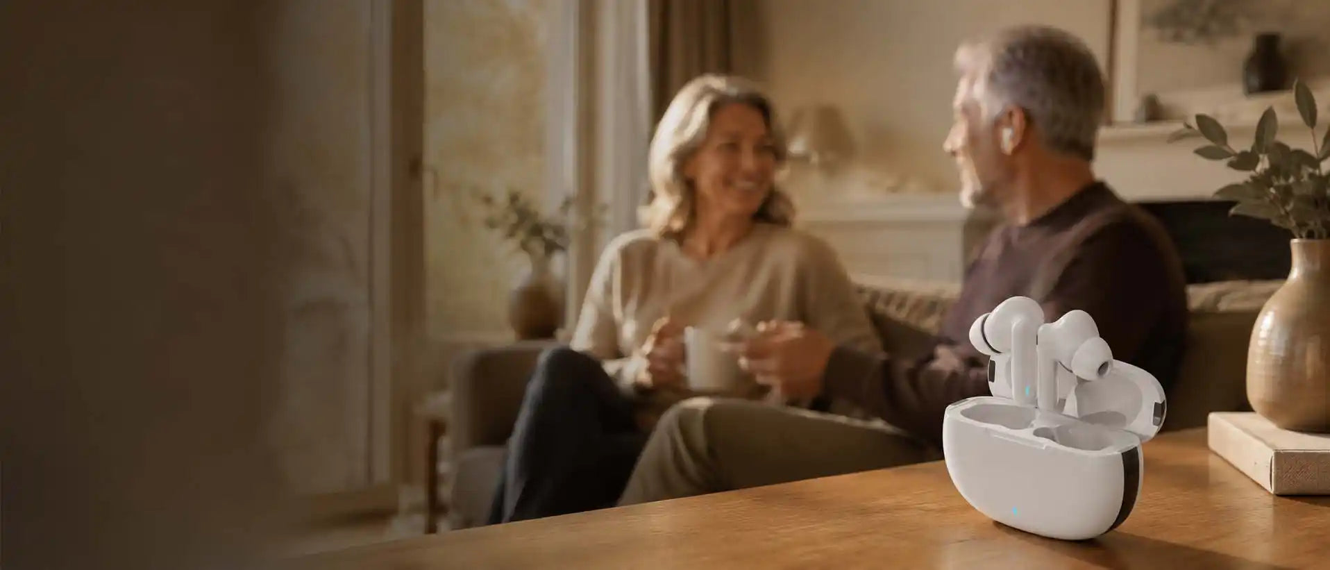 Woman enjoying clear everyday listening with Hearvello